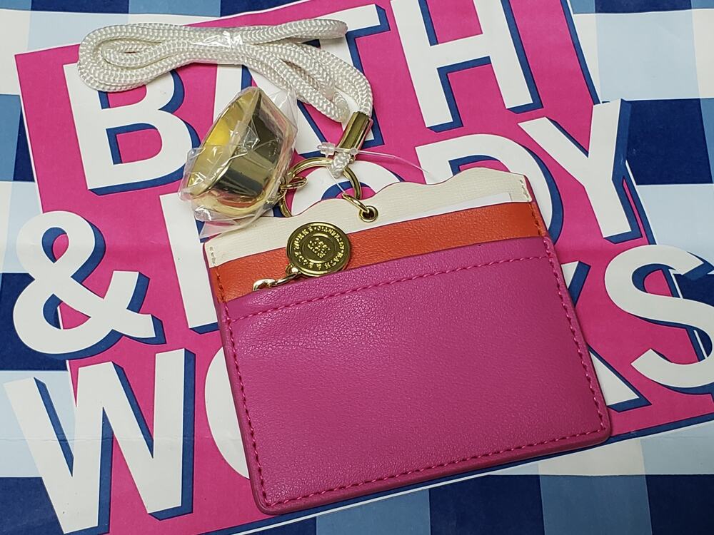 BBW Pink Wearable Lanyard PocketBac Holder Keyring Zip Compartment Card Holder